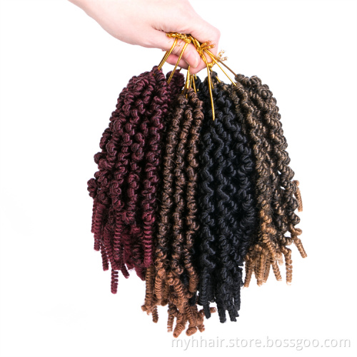 Short 8 inch 15 Strands Synthetic Braiding Hair Extensions Ombre Crochet Hair Curly Pre-twisted Braids